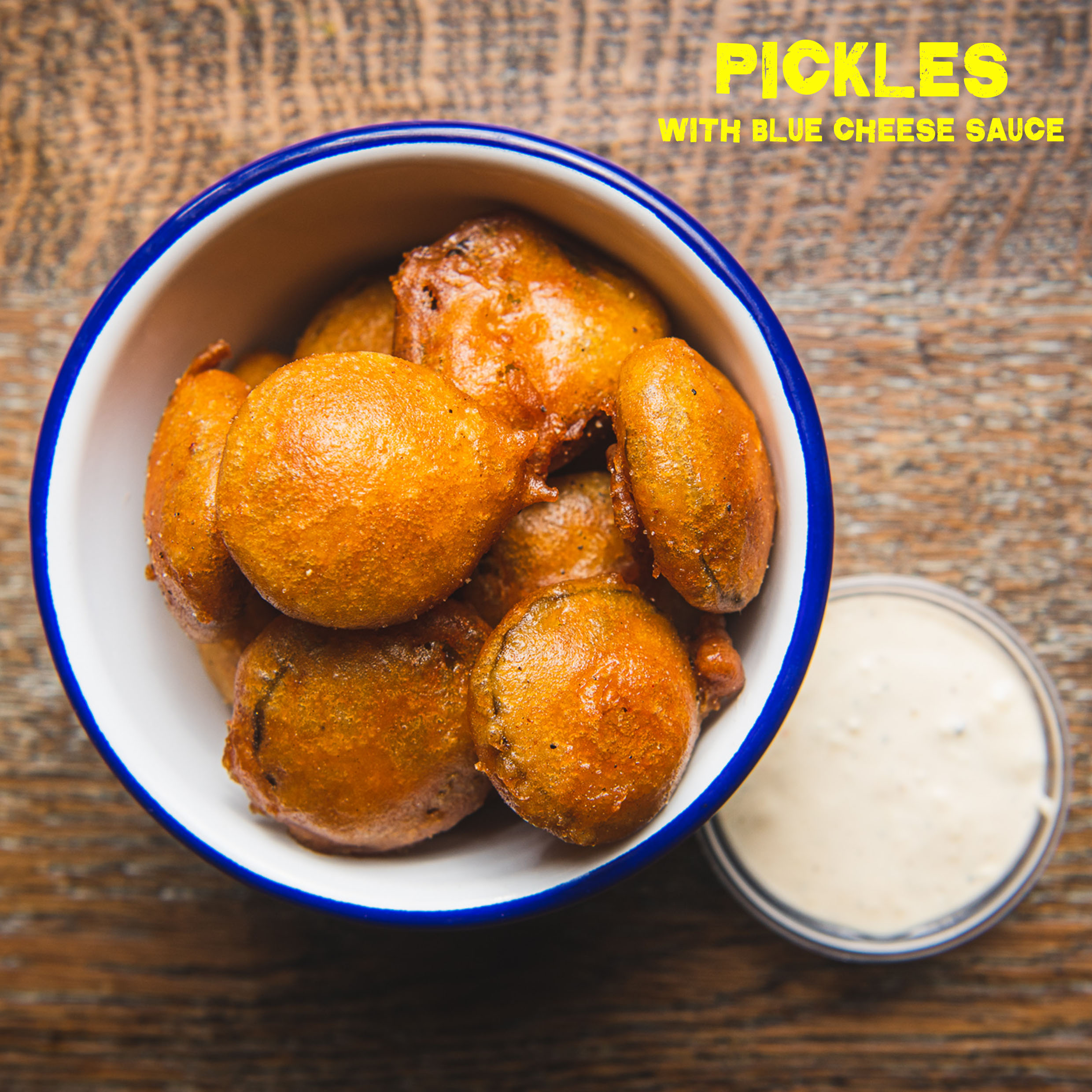 FRIED PICKLES (V) | WITH BLUE CHEESE SAUCE Image